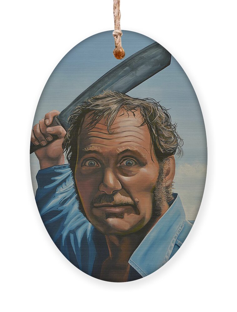 Robert Shaw Ornament featuring the painting Robert Shaw in Jaws by Paul Meijering
