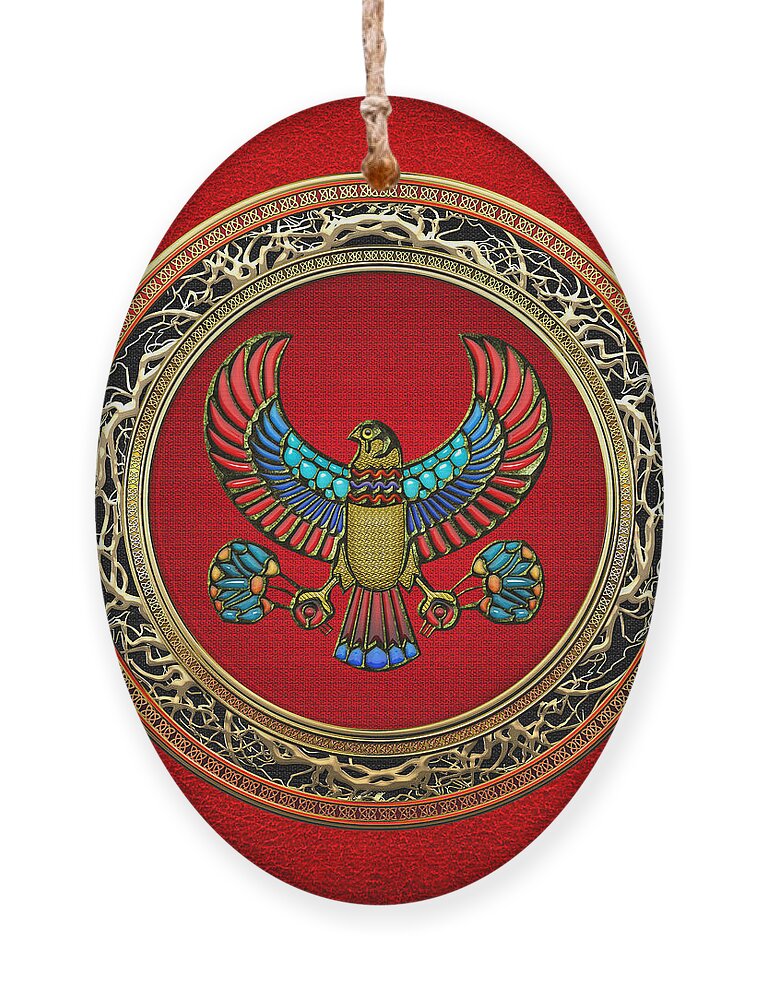 'treasure Trove' Collection By Serge Averbukh Ornament featuring the digital art Sacred Egyptian Falcon by Serge Averbukh