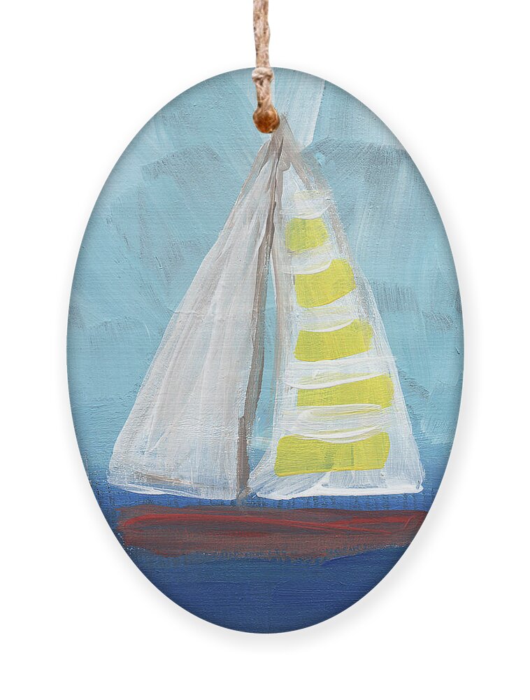 Boat Ornament featuring the painting Sailing- Sailboat Painting by Linda Woods