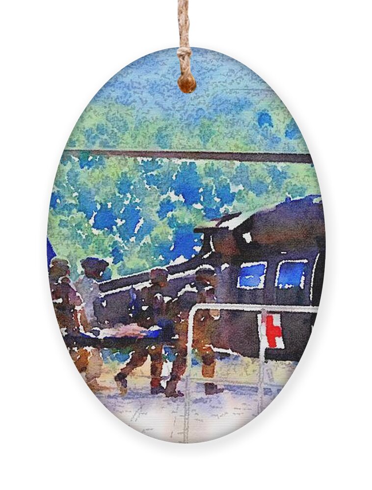 Medical Evacuation Ornament featuring the painting Salvation by HELGE Art Gallery