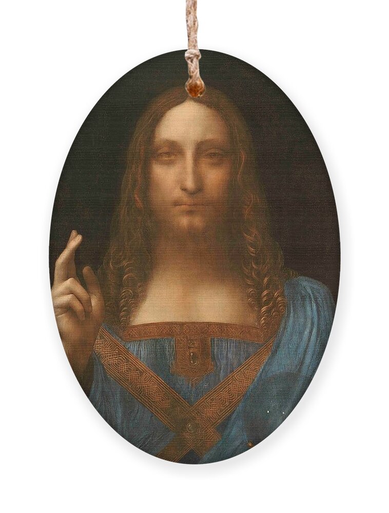 1500 Ornament featuring the painting Salvator Mundi by Leonardo da Vinci
