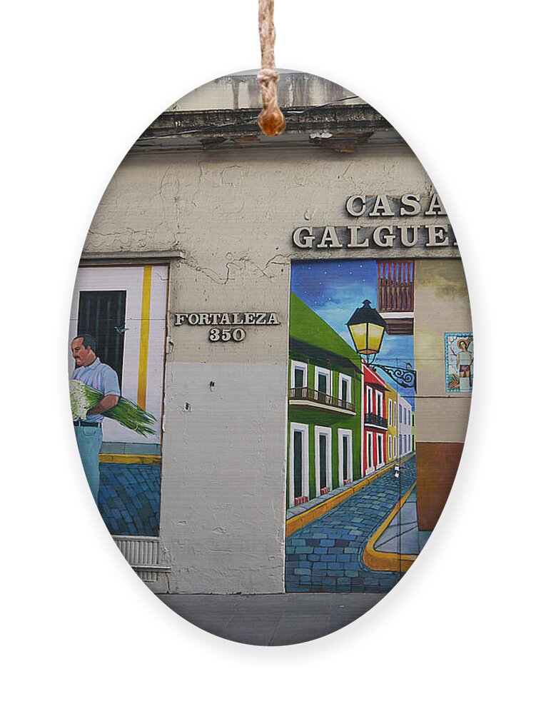 Richard Reeve Ornament featuring the photograph San Juan - Casa Galguera Mural by Richard Reeve