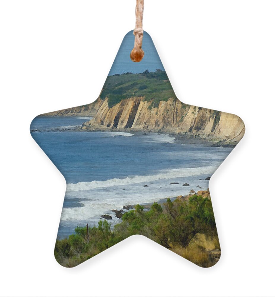 Santa Barbara Coast Ornament featuring the digital art Santa Barbara Coast by Ernest Echols