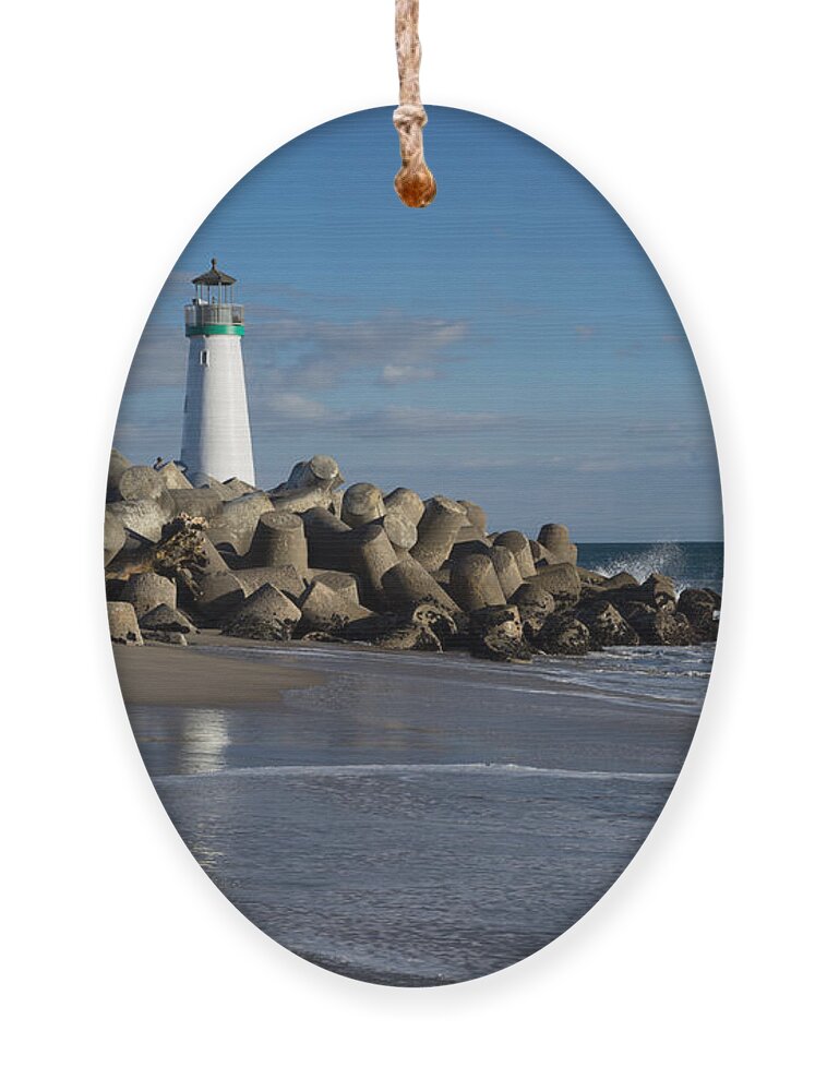 Lighthouse Ornament featuring the photograph Santa Cruz Harbor by Weir Here And There