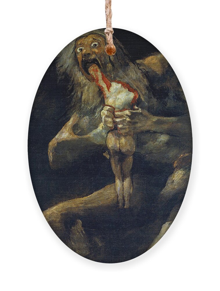 Saturn Devouring His Son Ornament featuring the painting Saturn Devouring His Son by Francisco Goya