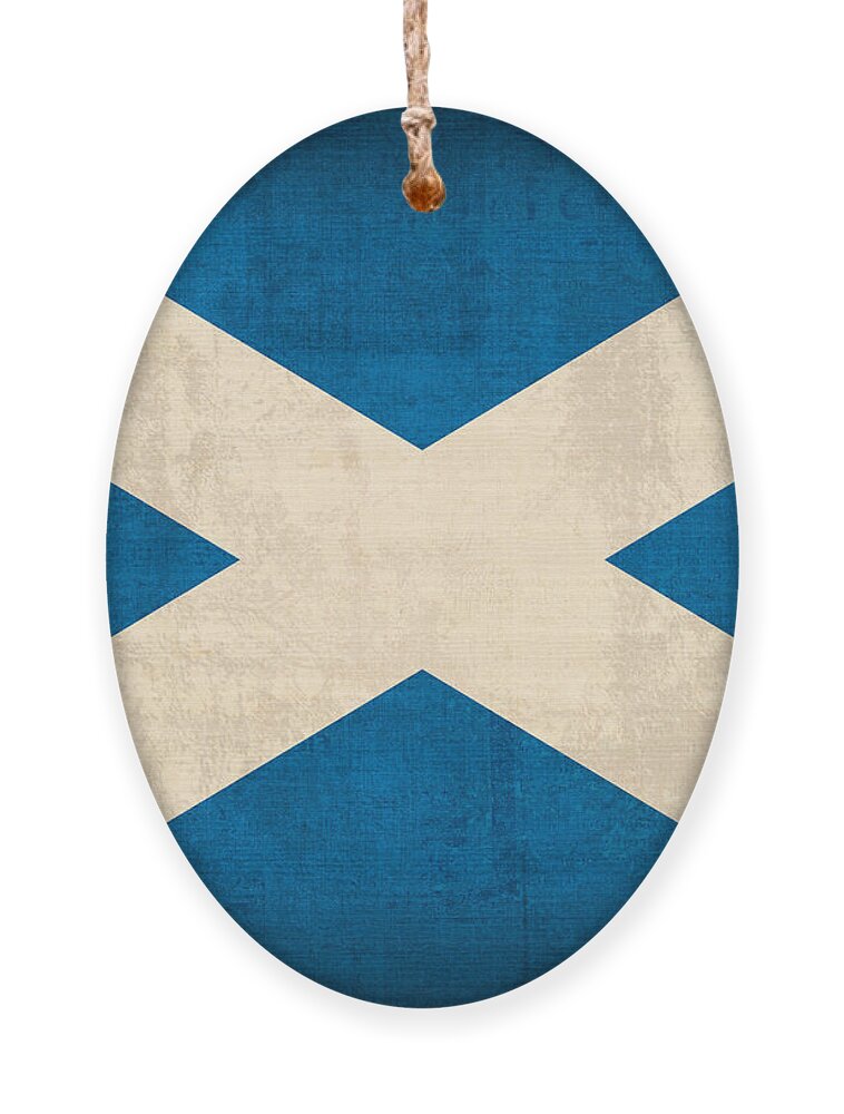 Scotland Flag Vintage Distressed Finish Ornament featuring the mixed media Scotland Flag Vintage Distressed Finish by Design Turnpike