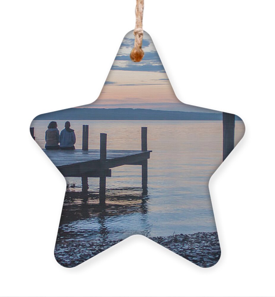 Sisters Ornament featuring the photograph Sisters - Lakeside Living at Sunset by Photographic Arts And Design Studio