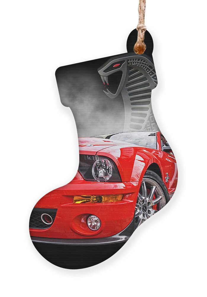 Shelby Mustang Ornament featuring the photograph Smokin' Cobra Power - Shelby KR by Gill Billington