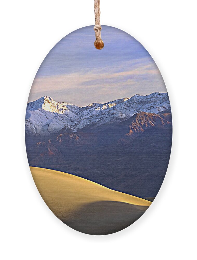 Death Valley National Park Ornament featuring the photograph Snow on the Grapevine Range. by Joe Schofield