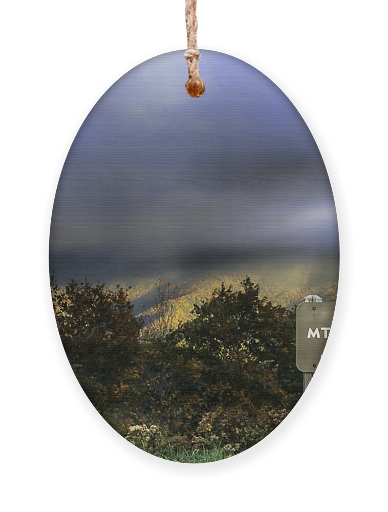 Mitchell Ornament featuring the photograph Snow Rainbow in Fall from the Blue Ridge Parkway by John Haldane