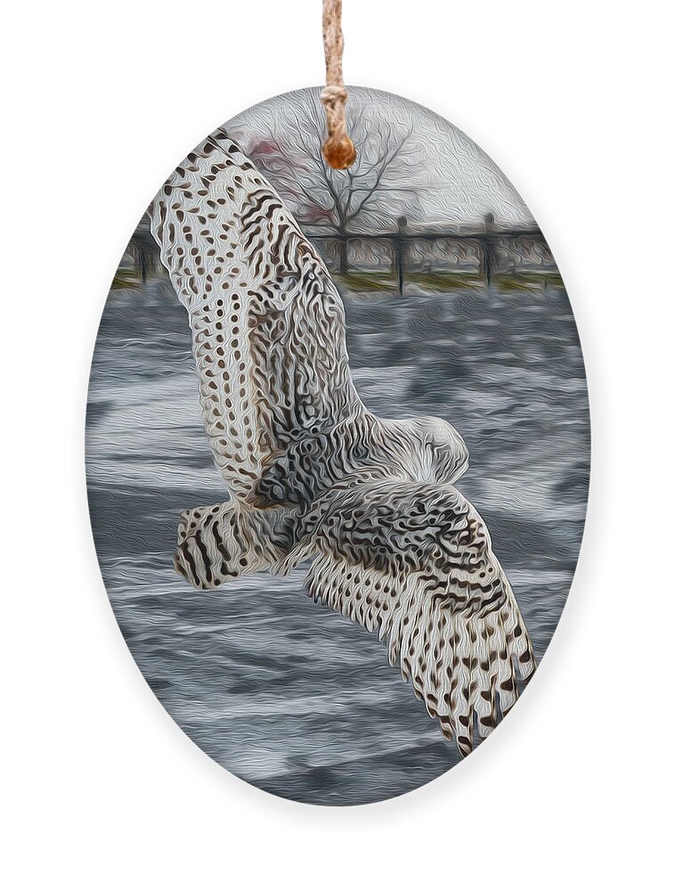 Snowy Owl Ornament featuring the photograph Snowy Owl wingspan by Tracy Winter
