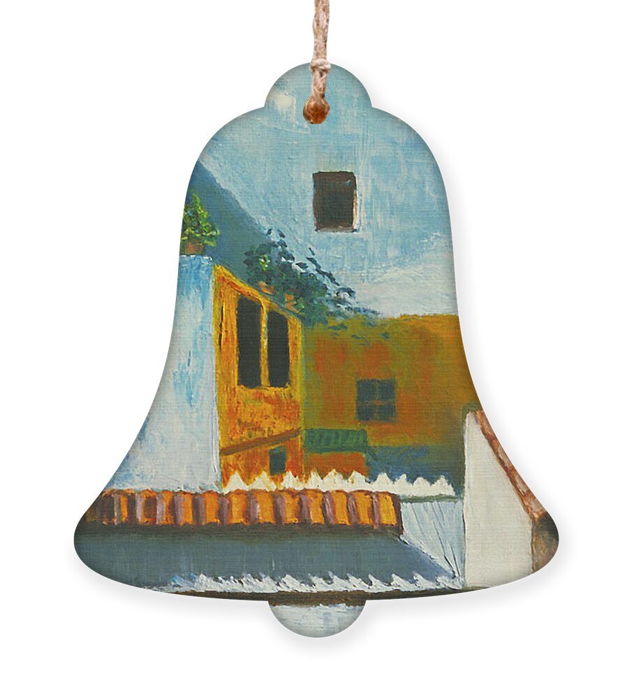 Spanish Courtyard Ornament featuring the painting Spanish Courtyard by William Cain