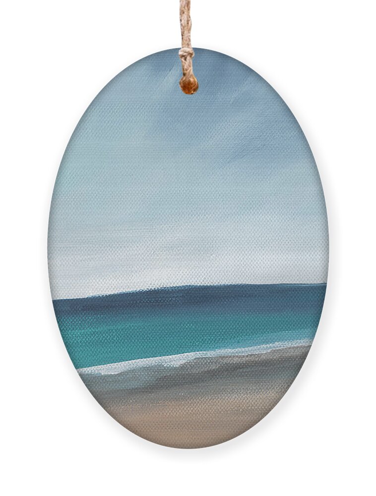 Beach Ornament featuring the painting Spring Beach- contemporary abstract landscape by Linda Woods