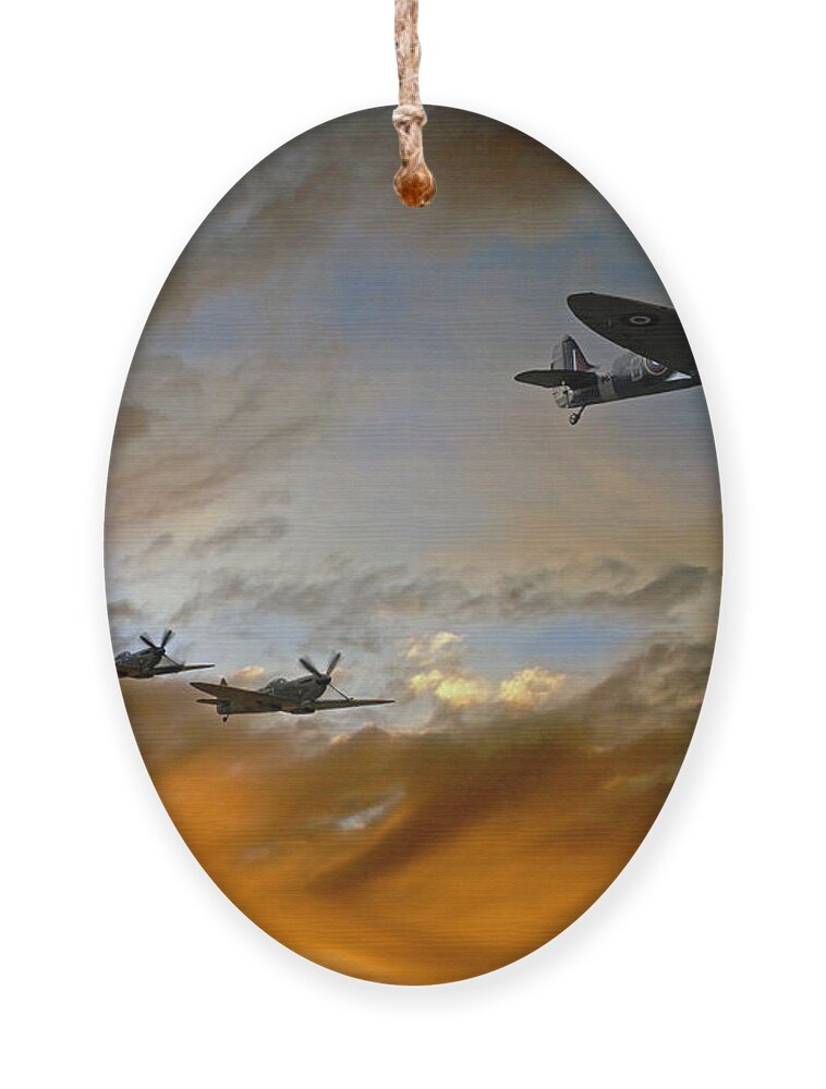Supermarine Spitfire Ornament featuring the digital art Squadron Scramble by Airpower Art