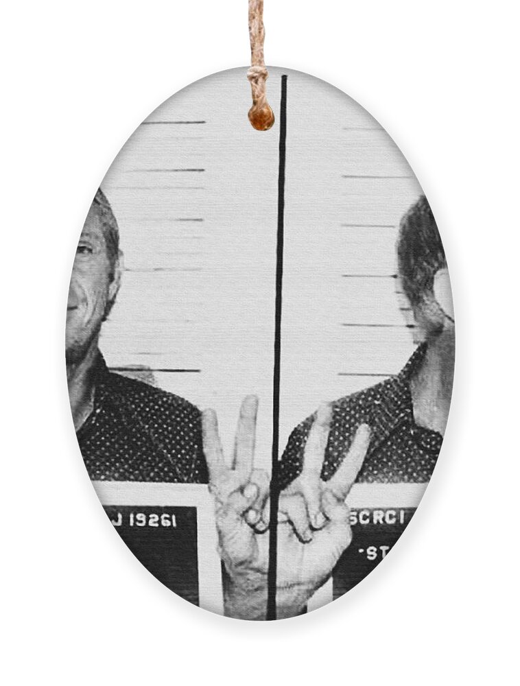 Steve Ornament featuring the photograph Steve McQueen Mugshot by Digital Reproductions