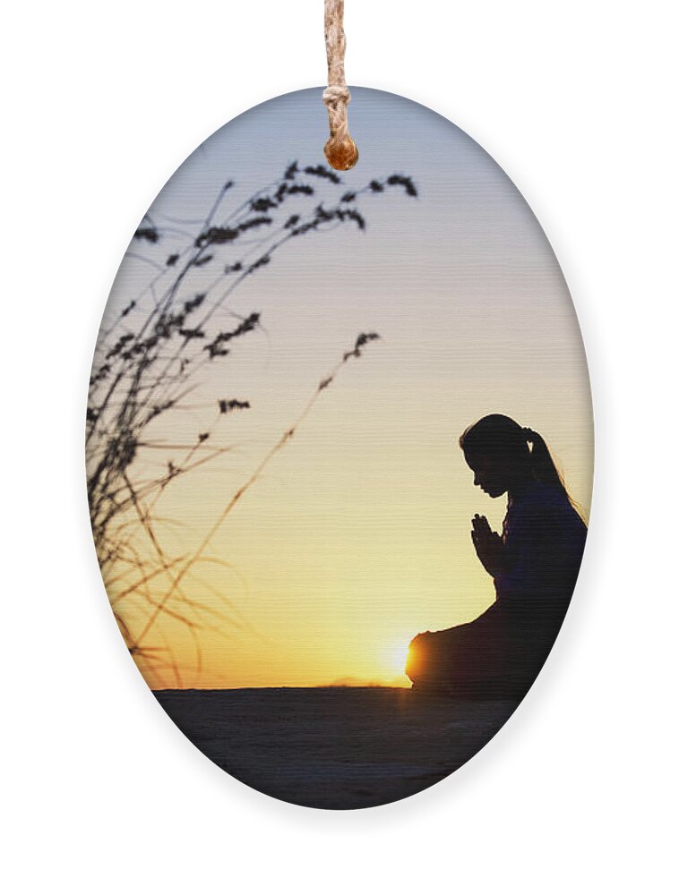 Indian Girl Ornament featuring the photograph Stillness of Prayer by Tim Gainey