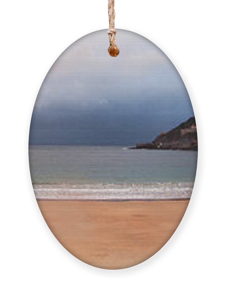 Bay Ornament featuring the photograph Stormy day on the beach by Weston Westmoreland