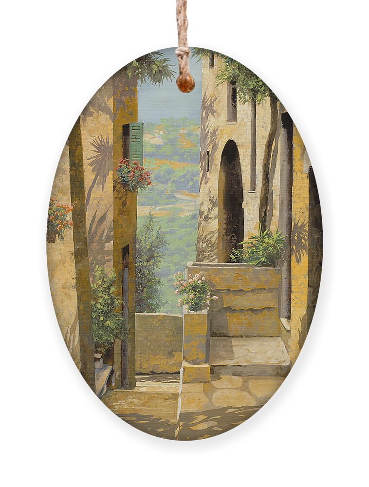 Landscape Ornament featuring the painting stradina a St Paul de Vence by Guido Borelli