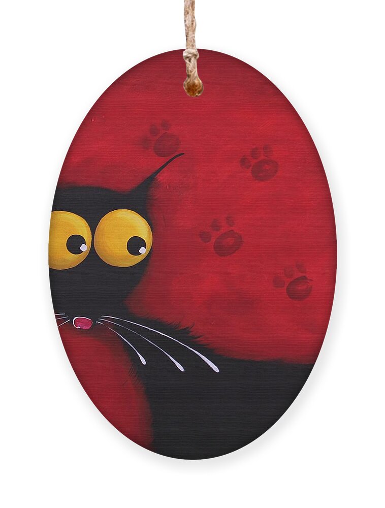 Cat Ornament featuring the painting Stressie Cat by Lucia Stewart