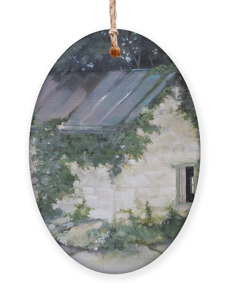 Fine Art Stone Building Ornament featuring the painting Summer Kitchen by Rebecca Matthews