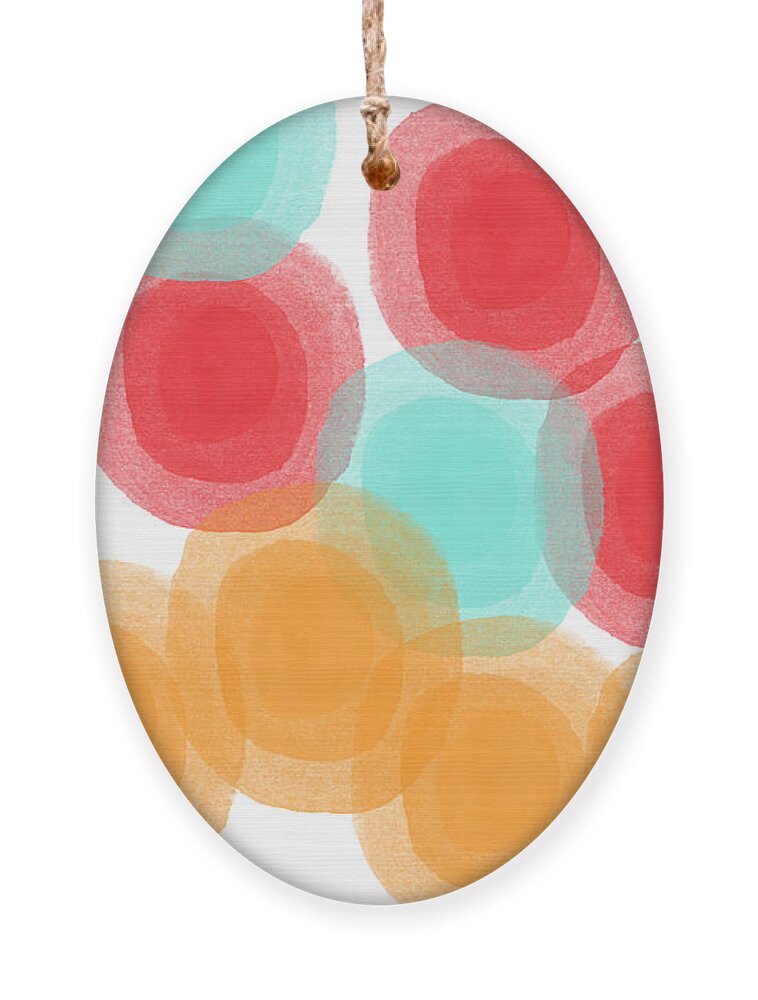 Abstract Circles Ornament featuring the painting Summer Sorbet- abstract painting by Linda Woods