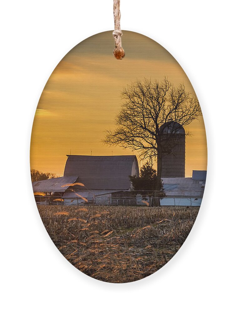Barn Ornament featuring the photograph Sun Rise Over the Farm by Ron Pate