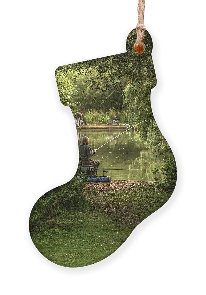 Sunday Fishing Ornament featuring the photograph Sunday fishing at the Lake by Jeremy Hayden