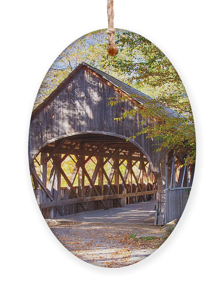 Sunday River Covered Bridge Ornament featuring the photograph Sunday River Covered Bridge by Jeff Folger