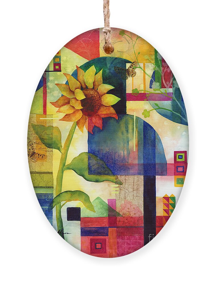Sunflower Ornament featuring the painting Sunflower Collage by Hailey E Herrera