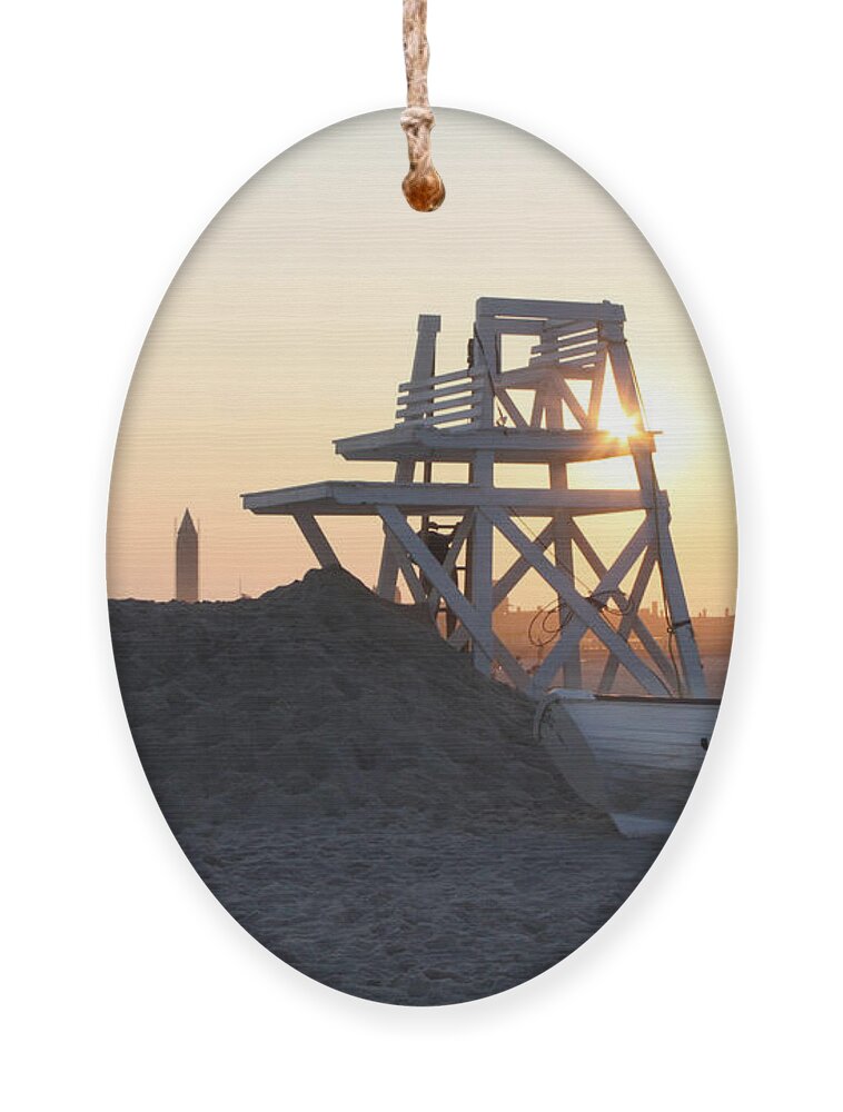 Sunset At Jones Beach Ornament featuring the photograph Sunset at Jones Beach by John Telfer