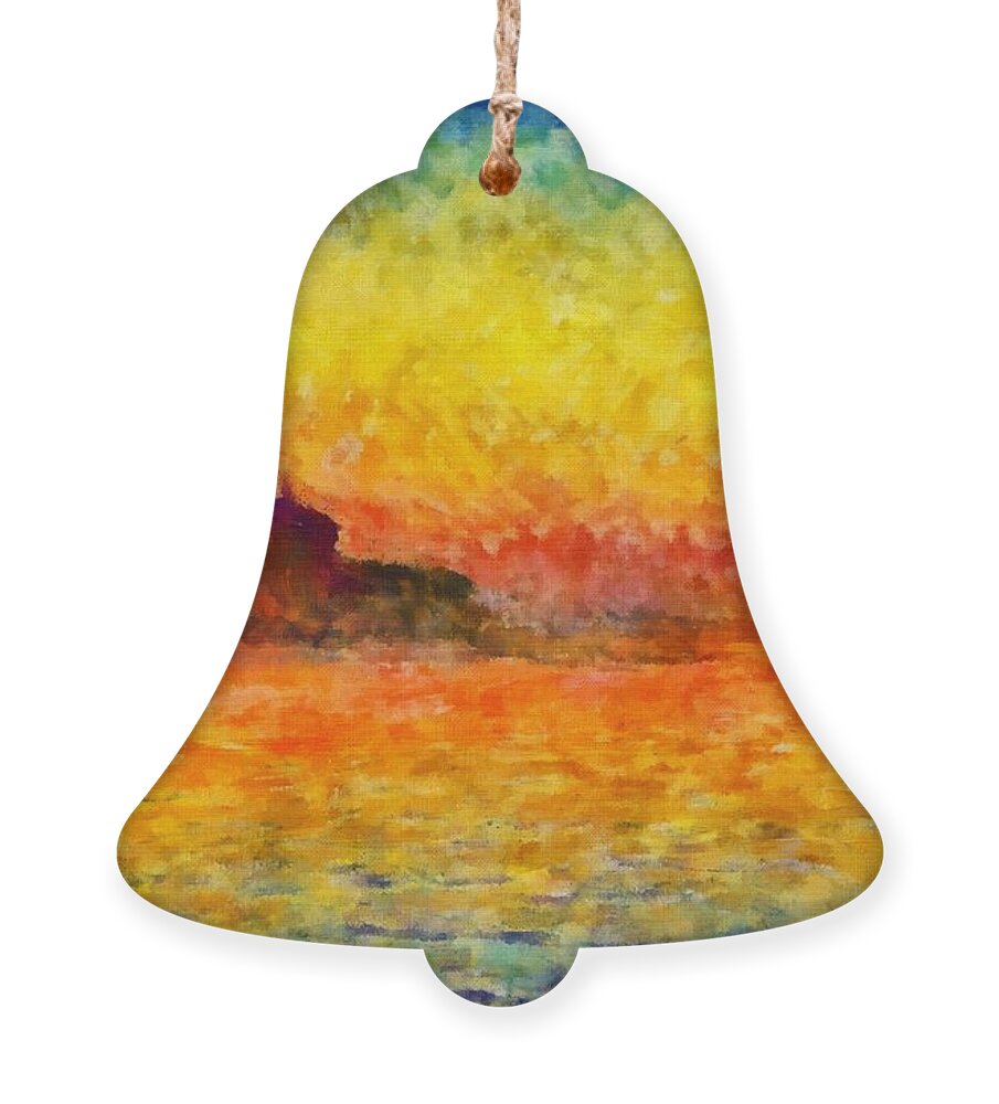 Claude Monet Ornament featuring the painting Sunset In Venice by Claude Monet
