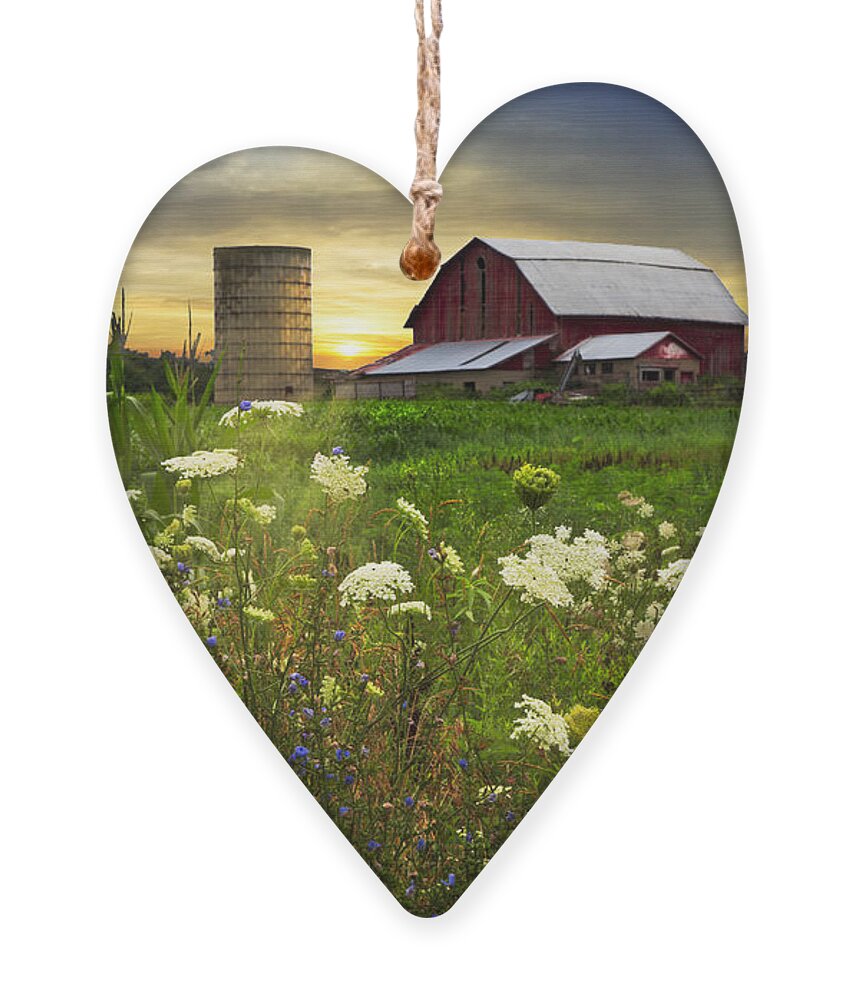 Barn Ornament featuring the photograph Sunset Lace Pastures by Debra and Dave Vanderlaan