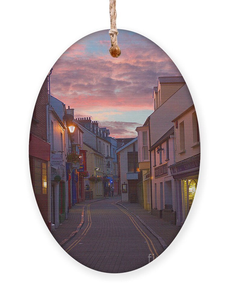Tenby Ornament featuring the photograph Sunset Street by Jeremy Hayden