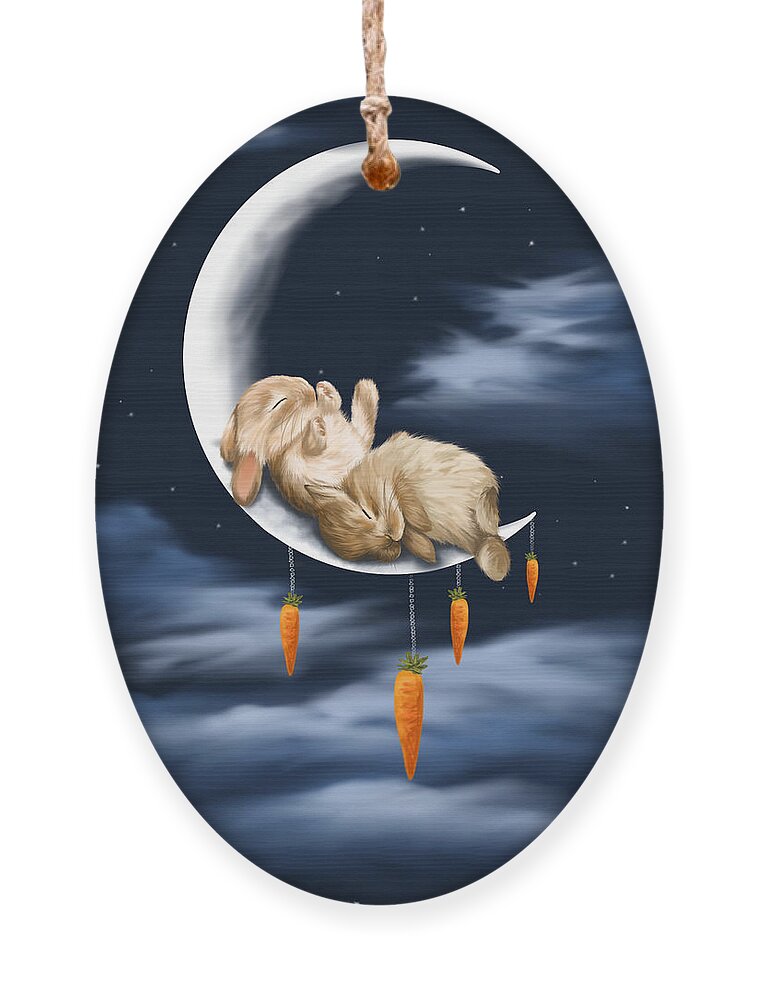 Bunnies Ornament featuring the painting Sweet dreams by Veronica Minozzi