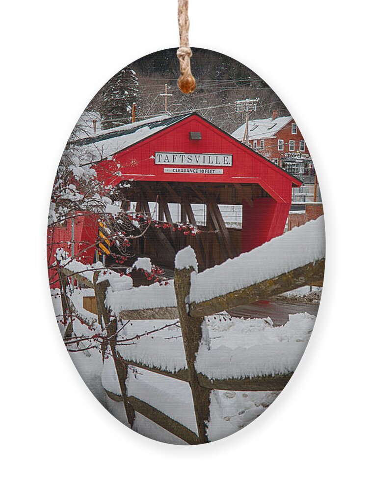 New England Covered Bridge Ornament featuring the photograph Taftsville Covered Bridge by Jeff Folger