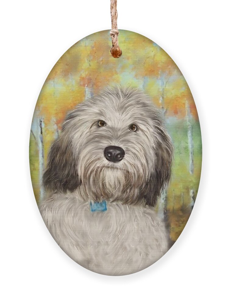 Dogs Ornament featuring the painting Tanner in Aspen by Colleen Taylor