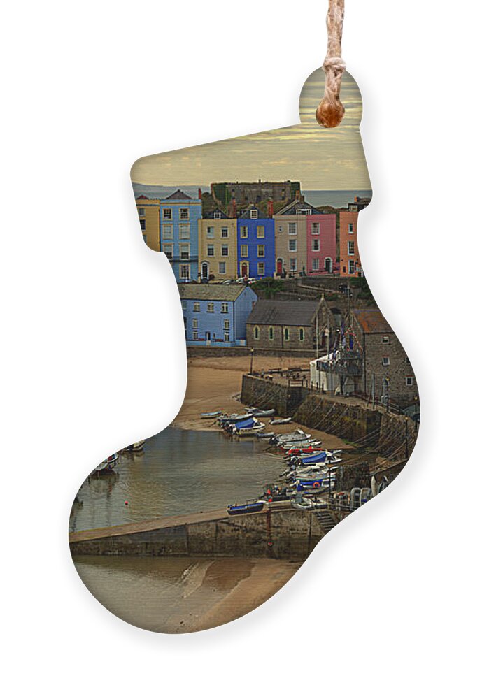 Tenby Ornament featuring the photograph Tenby Harbour in the Morning by Jeremy Hayden