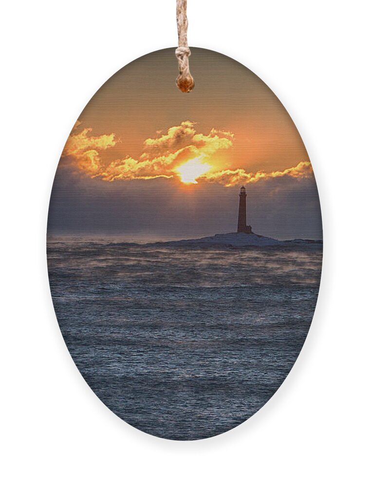Gloucester Ornament featuring the photograph Thacher Island lighthouse morning dawn by Jeff Folger