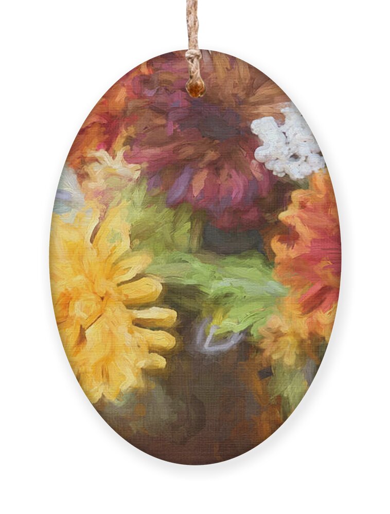Bouquet Ornament featuring the digital art Thanksgiving Bouquet by Jayne Carney