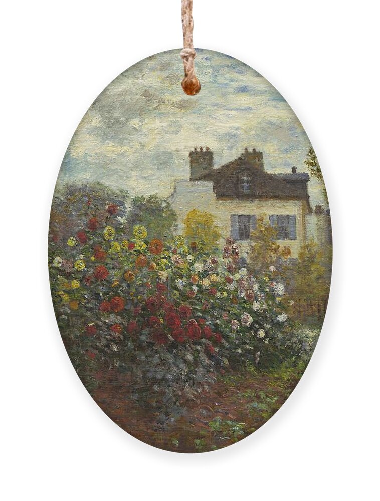 Claude Monet Ornament featuring the painting The Artist's Garden In Argenteuil by Claude Monet