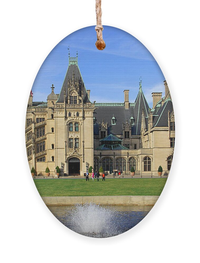 The Biltmore House Ornament featuring the photograph The Biltmore Estate - Asheville North Carolina by Mike McGlothlen