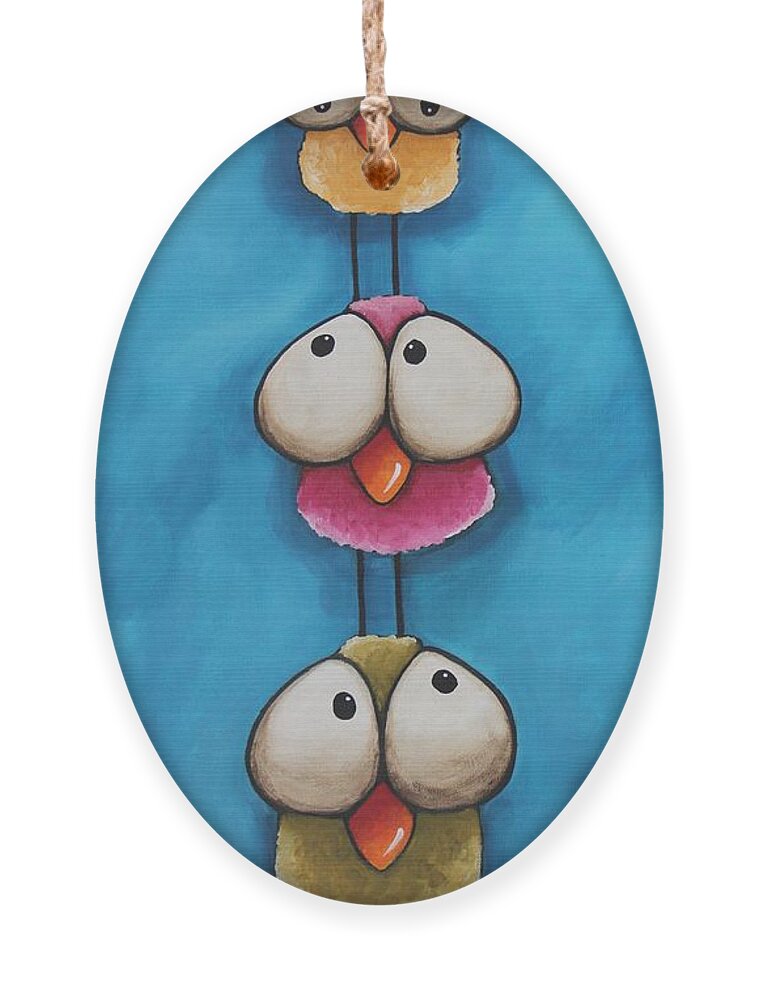 Whimsical Ornament featuring the painting The bird tower by Lucia Stewart