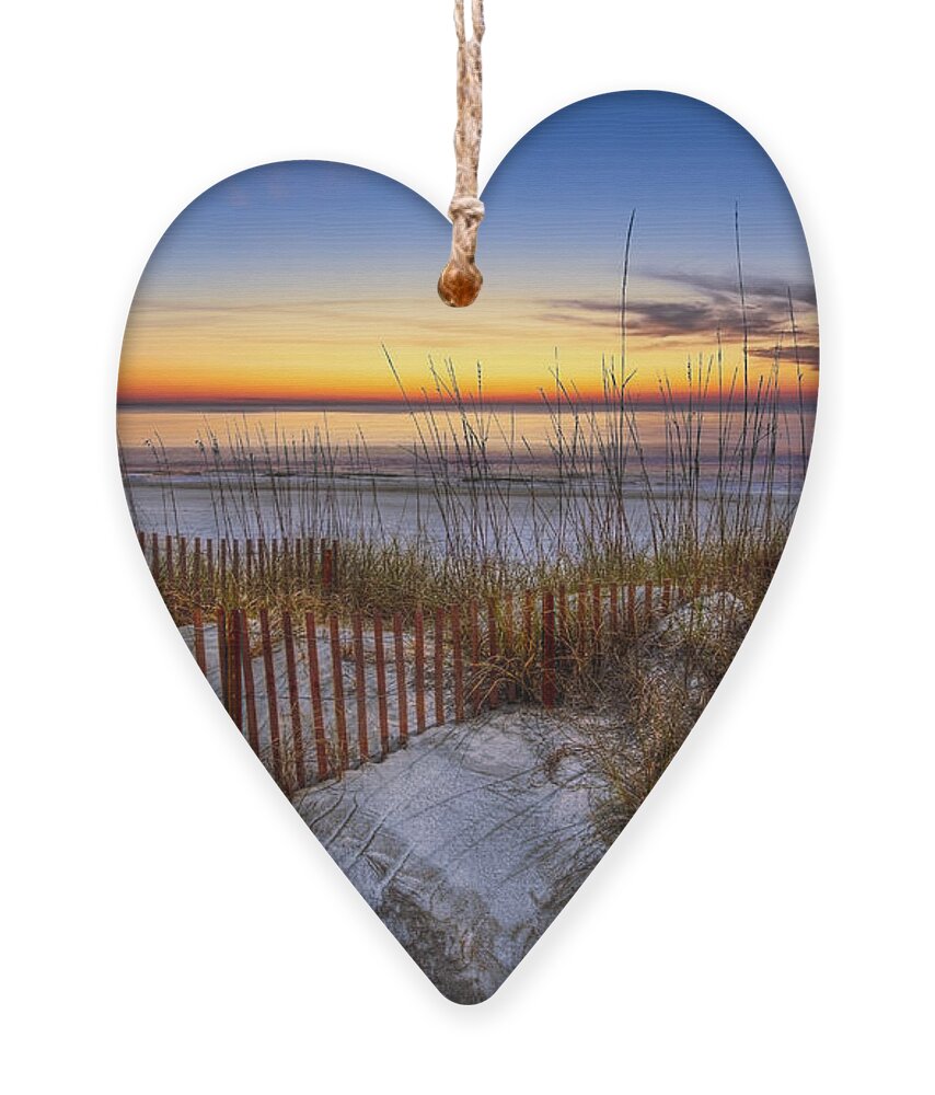 Clouds Ornament featuring the photograph The Dunes at Sunset by Debra and Dave Vanderlaan