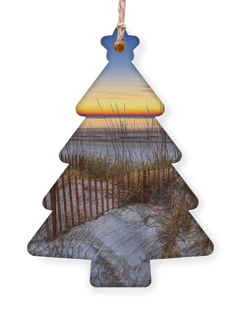 Clouds Ornament featuring the photograph The Dunes at Sunset by Debra and Dave Vanderlaan