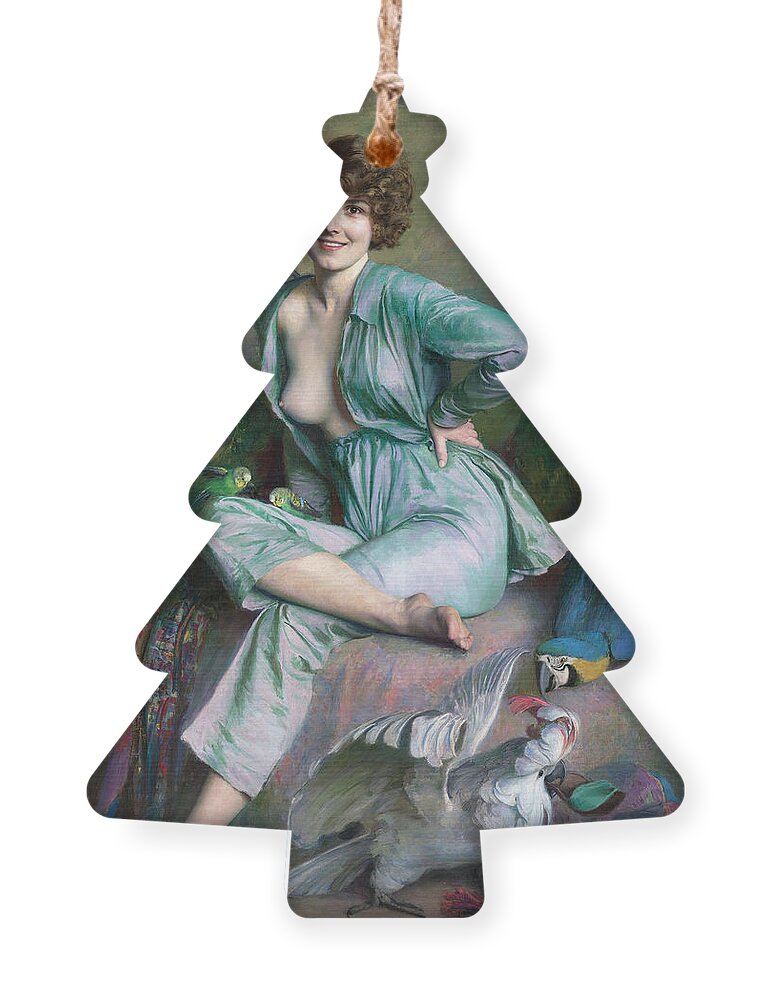 Emile Friant Ornament featuring the painting The Familiar Birds by Emile Friant