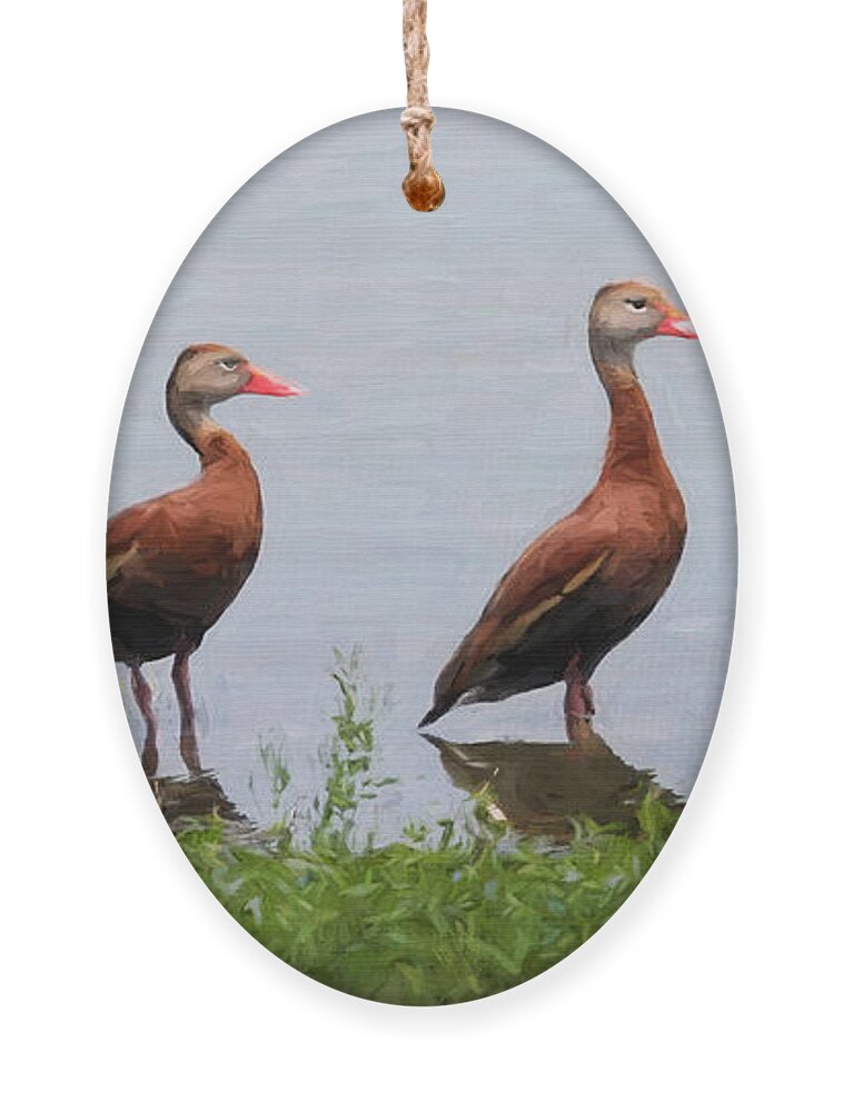 Black-bellied Whistling Ducks Ornament featuring the digital art The Gathering by Jayne Carney