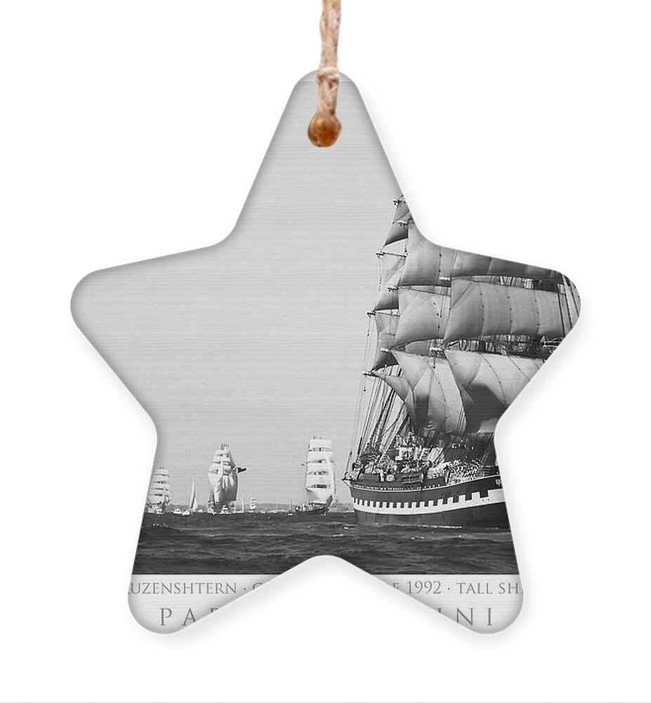 Tall Ship Ornament featuring the photograph The Kruzenshtern departing the port of Cadiz by Pablo Avanzini