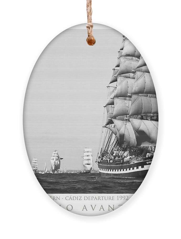 Tall Ship Ornament featuring the photograph The Kruzenshtern departing the port of Cadiz by Pablo Avanzini