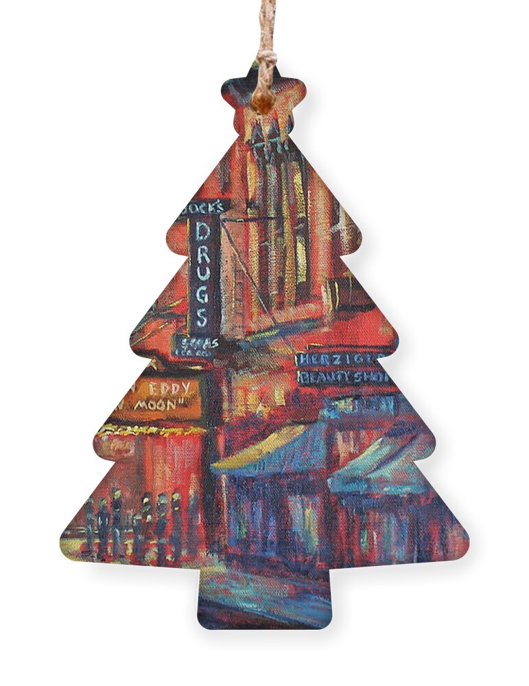Sheboygan Ornament featuring the painting The late show by Daniel W Green