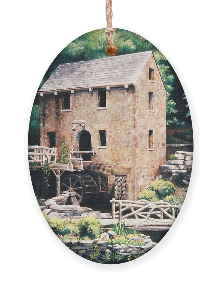 Gone With The Wind Ornament featuring the painting The Old Mill by Glenn Pollard